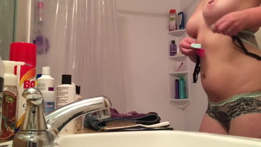 Perky teen after shower, hidden cam