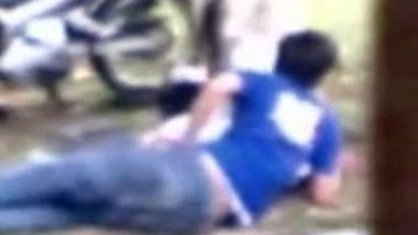 Hijabi Girl Quikie with BF in park