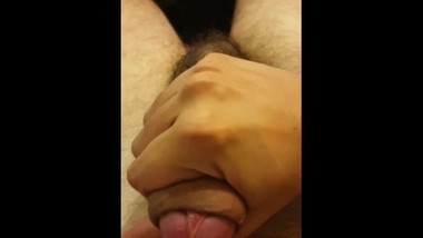 Teenager stroking his dick