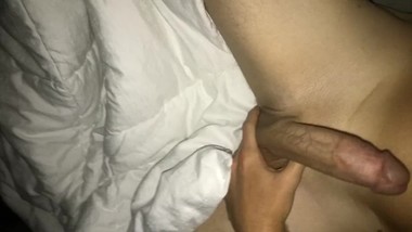 Stroking white dick solo