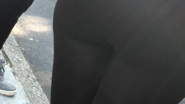 Close Ebony Leggings Ass