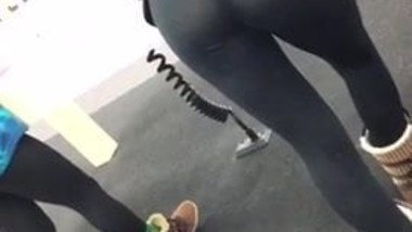 Schoolgirl in see through leggings