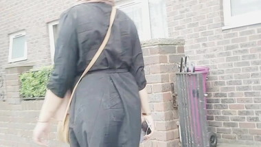 Candid bengali hijabi slag phat ass walking and teasing