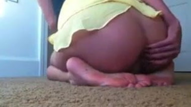 Teen riding on huge dildo