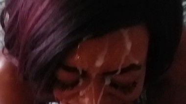 Black Teen Takes Huge Cumshot Facial