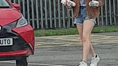 Amateur College girl cute shorts ... spotted..?