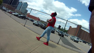 Pants so tight she barely walking ebony azz is big watch out