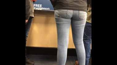 A tall drink tight jeans candid booty