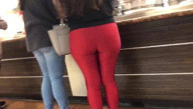 Cambodian Princess Booty Candid - RED LEGGINGS