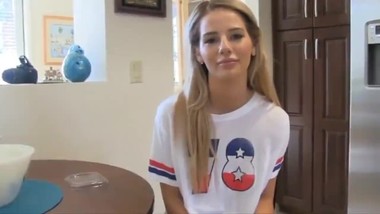 Gorgeous 18yo babe gets hot creampie from her owner of an apartment