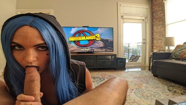 Bluehair Goth Teen Gets Her Throat Fucked and Swallows Every Drop of My Cum