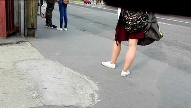 Candid teen in skirt 001