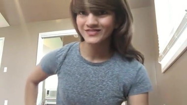 Cute teen farting in denim booty shorts