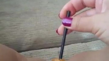 Teen masturbate with candy