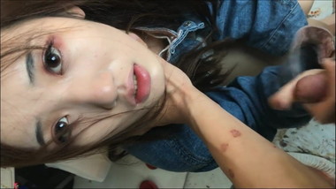 Teen girl chinese stocking footjob