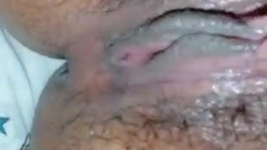 Wet and hairy pussy masturbating