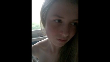 Cute blonde with big tits and shaved pussy