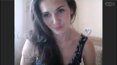 Intimate communication on Skype with a beautiful girl