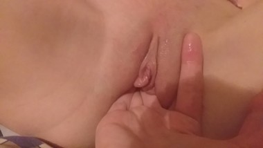 Close up pussy masturbating ends sex with cumshot on body