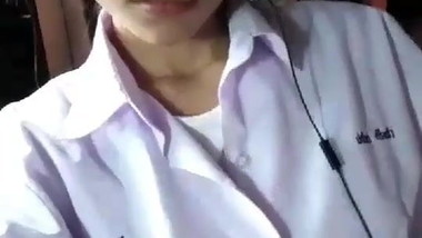 Cute young Thai girl shows her big boobs and pretty pussy