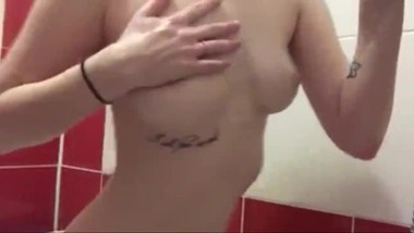 hot redhead teen show body at bath