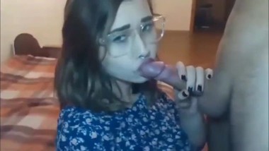 Busty stepsis gives her stepbrother amazing deepthroat blowjob