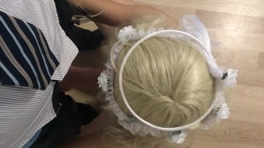 Dressed as a Bimbo Bride sucking my Sugar Daddy`s penis to take me in