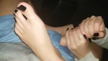 black nails handjob footjob teen young