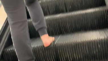 Wedgie booty teen on escalator