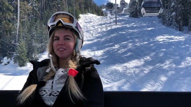 Blonde in Black Down Jacket Sex