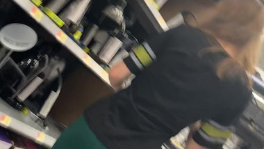 Close up teen booty in leggings